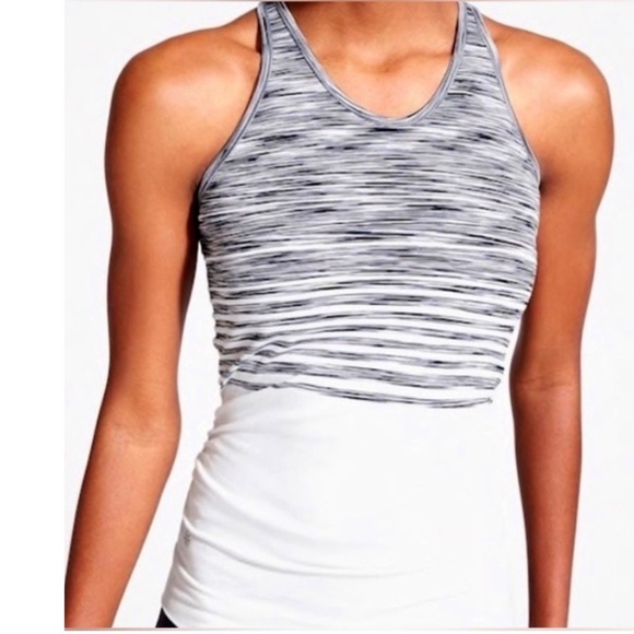 Athleta Women's Black White Static Finish Fast Running Racerback Tank Top MEDIUM - Picture 1 of 9